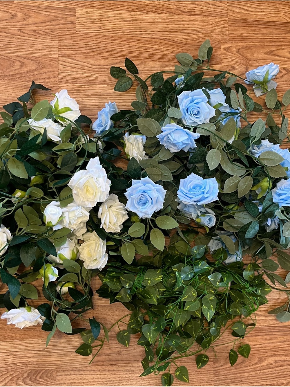 Faux Rose Garland - Blue and White Wedding Florals